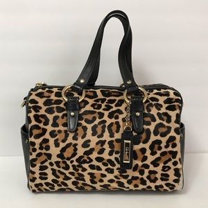 Cole Haan leopard ponyhair black satchel handbag